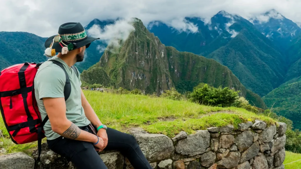 Traveler Admiring Machu Picchu